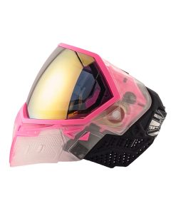 Alternative view of Empire EVS Thermal Paintball Mask- Crystal Clear/Pink with Gold Mirror Lens
