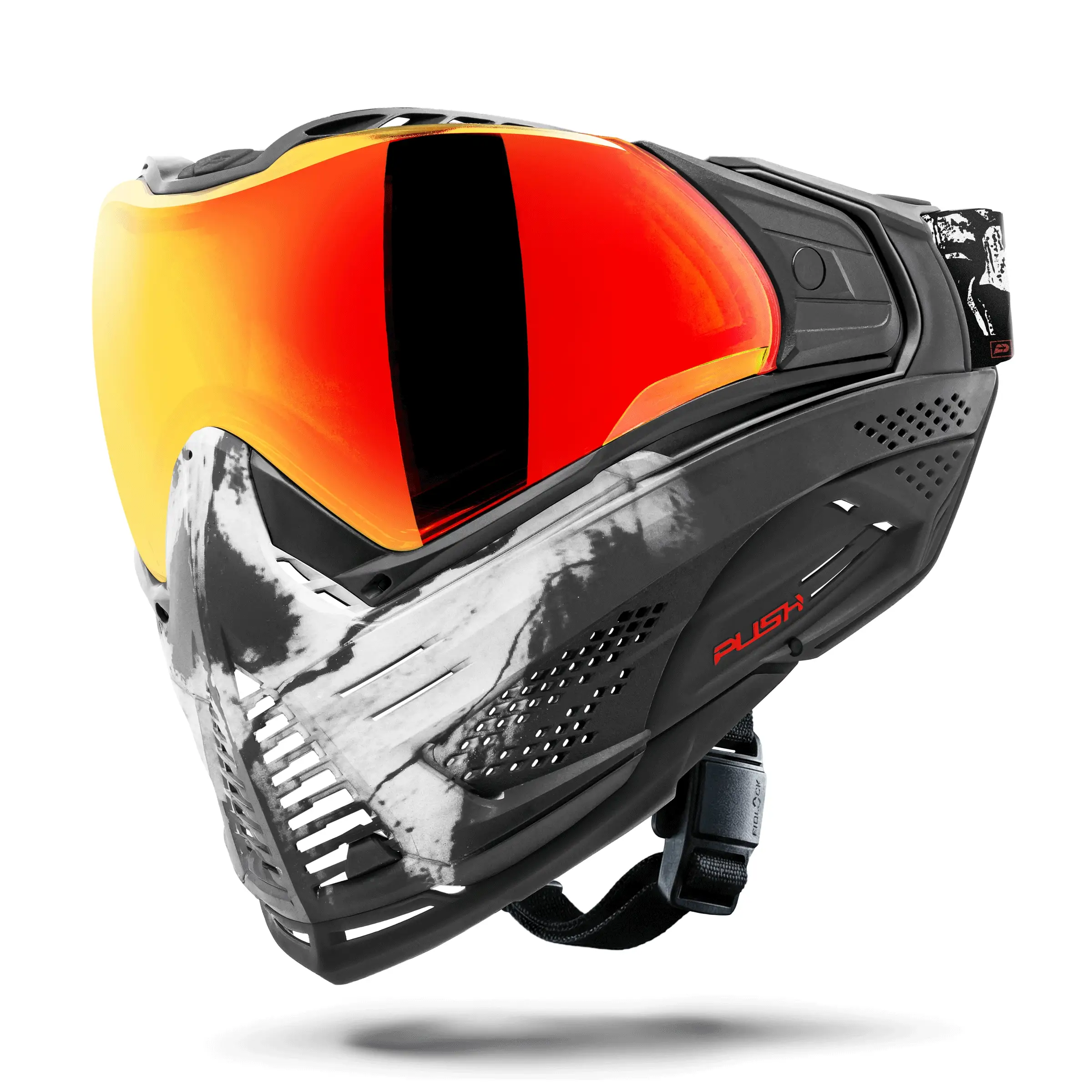 Push Unite Paintball Mask MK II - Warlord Enforcer (Black/White Skull)- Red Lens