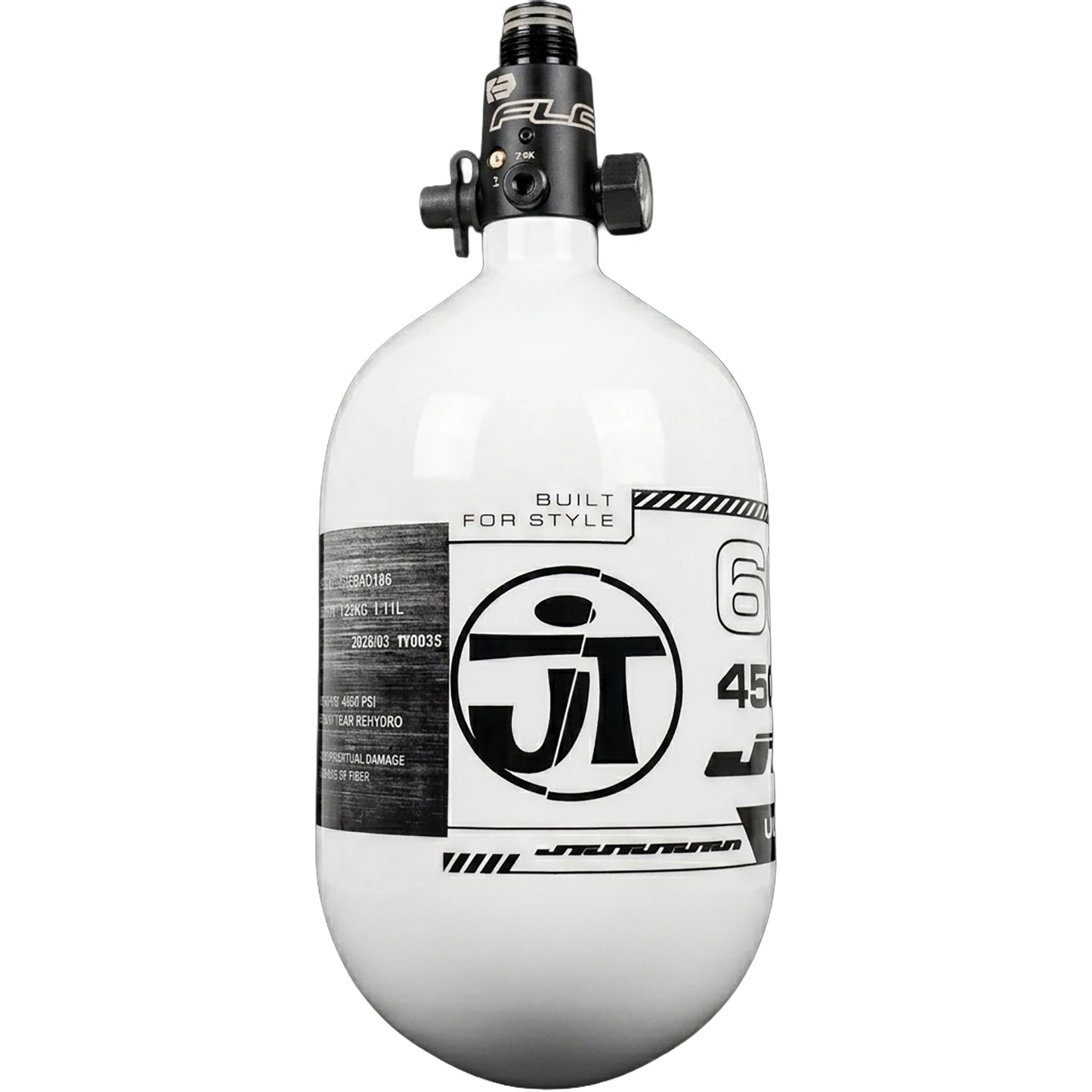 JT Flo Pro Ultra Light Tank 68ci - White Tank with Black Logo - Image 2