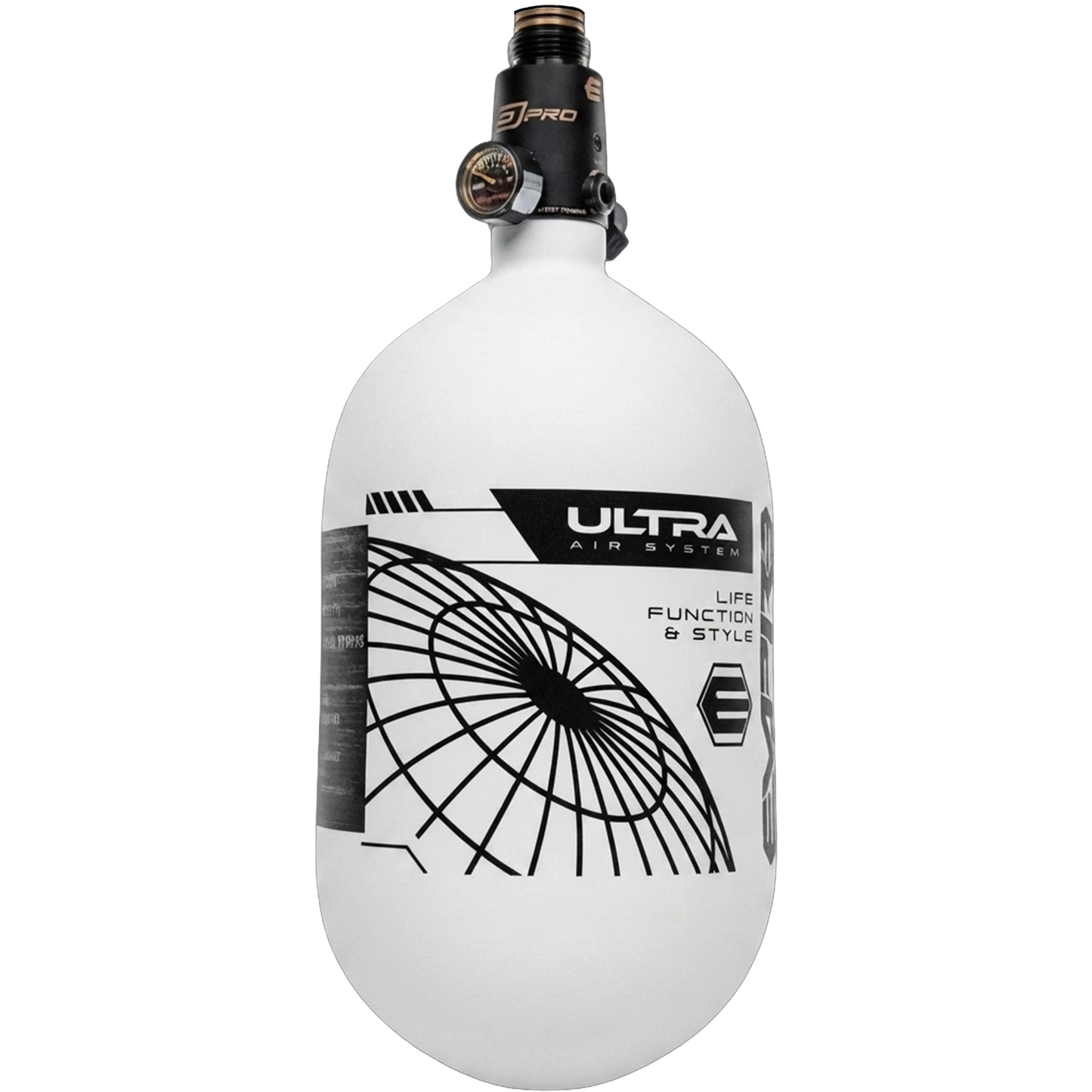 Empire FLO Pro Ultra Light Tank 68ci - White Tank with Black Logo