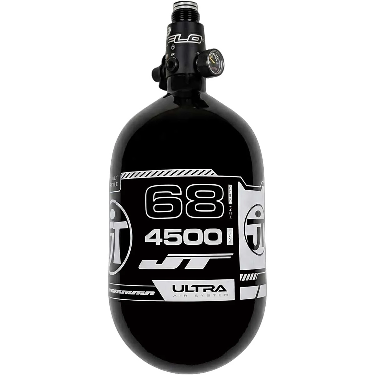 JT Flo Pro Ultra Light Tank 68ci - Black Tank with White Logo