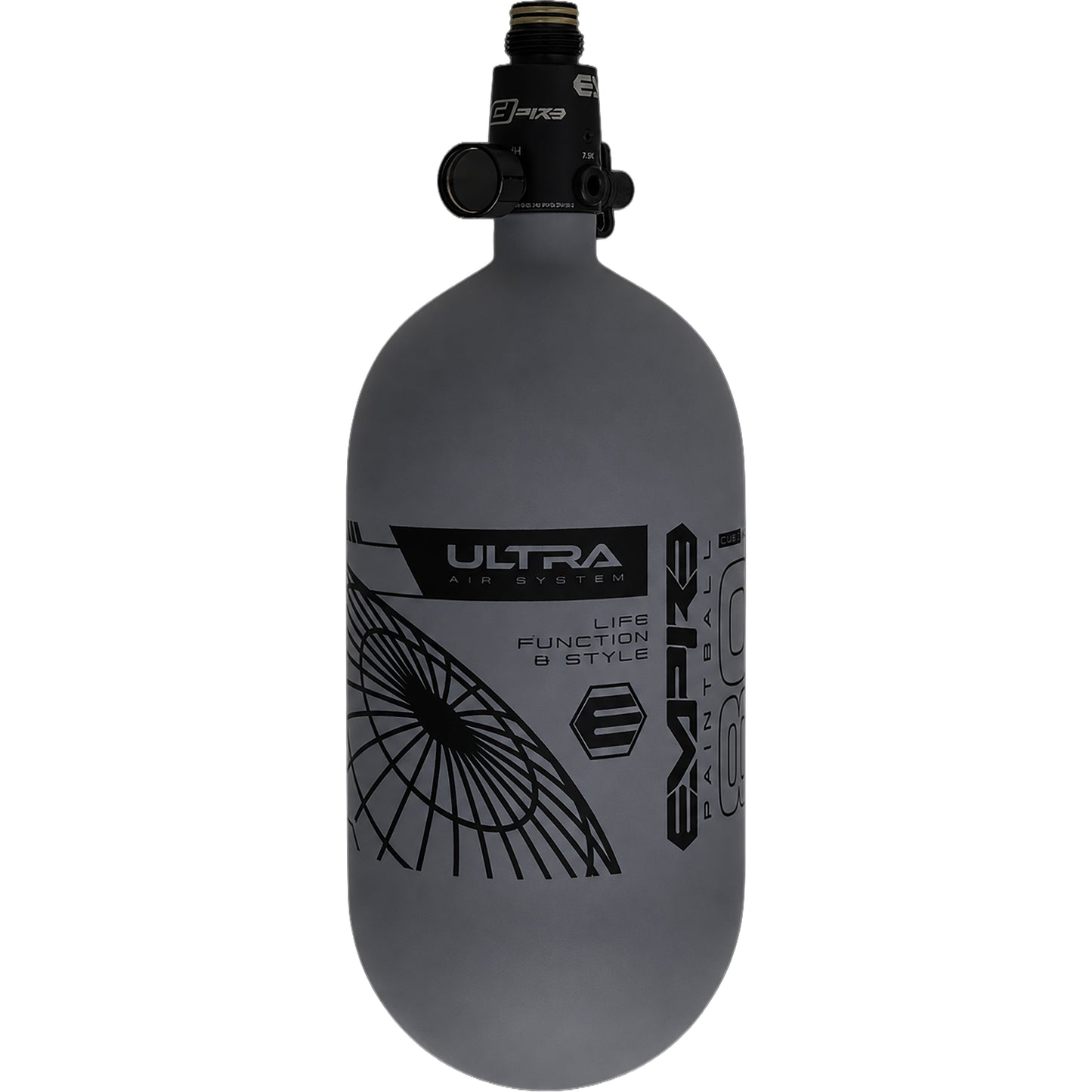 Empire FLO Pro Ultra Light Tank 80ci - Gray Tank with Black Logo - Image 2