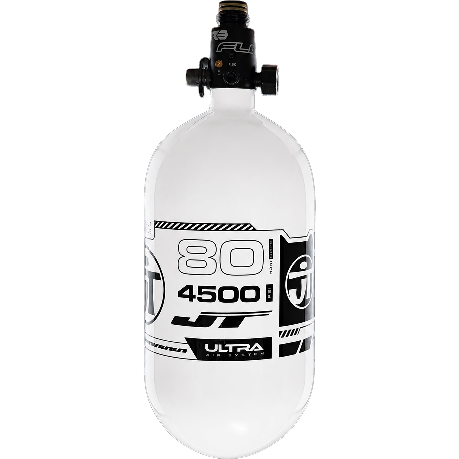 JT Flo Pro Ultra Light Tank 80ci - White Tank with Black Logo - Image 2