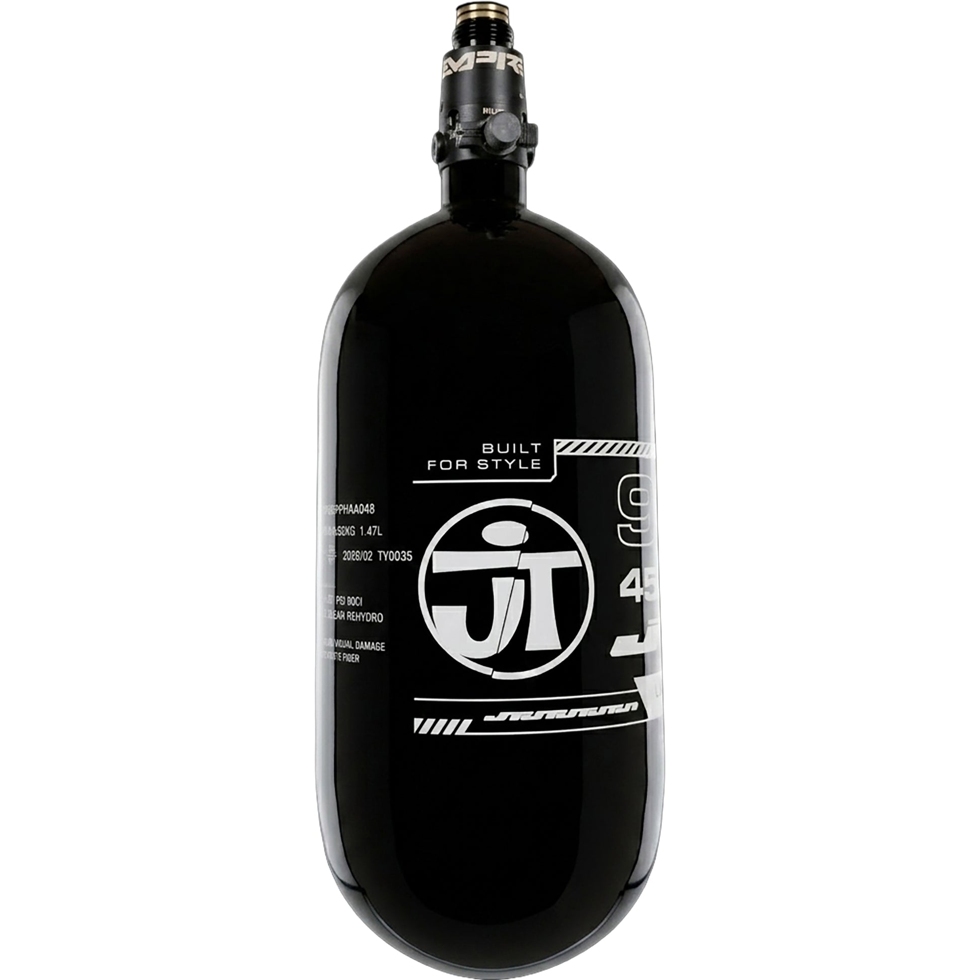 JT Ultra Light 90ci Tank w/ FLO Pro Reg - Black with White Logo - Image 2